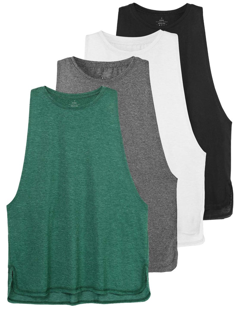 Cosy Pyro Workout Tank Tops for Women Lightweight Running Tanks Basic Gym Tops Sleeveless Athletic Yoga Shirts-4 Pack Black/White/Dark Gray/Green M - Image 1